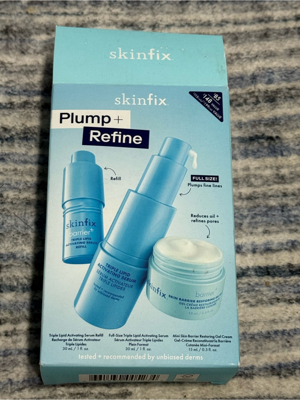 Skinfix Plump + Refine Hydrating Serum & Gel Cream Duo in Light Blue